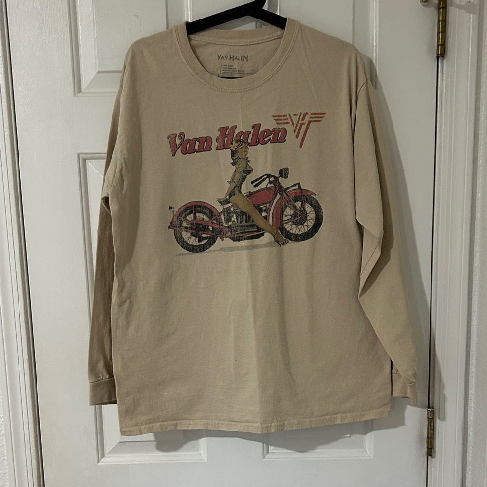 Van Halen Beige Long-Sleeve Graphic Band Tee